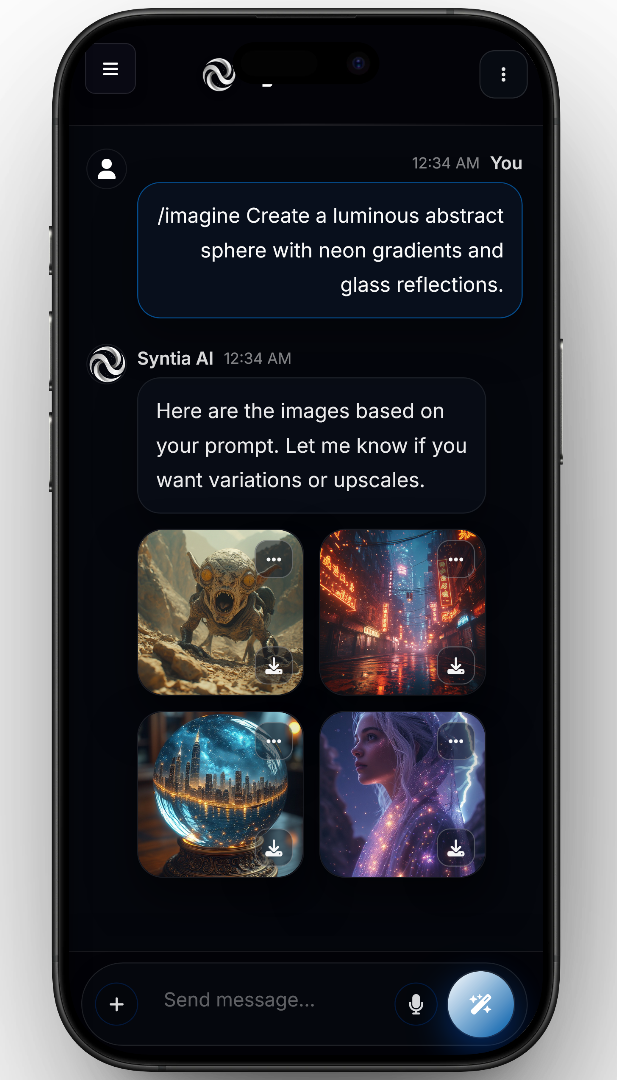AiFolio mobile interface
